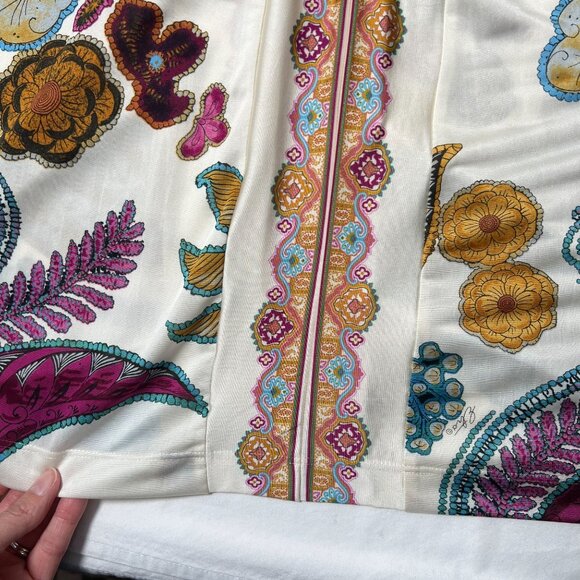 Etro Milano Paisley Floral Sheath Midi Dress Ivory Multicolor Size Medium - Picture 15 of 16